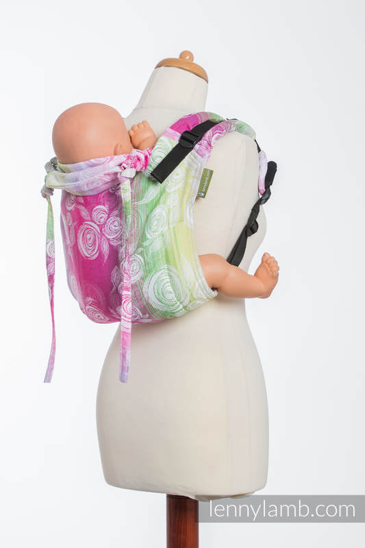 Nosidło Klamrowe ONBUHIMO z tkaniny żakardowej (100% bawełna), rozmiar Standard - KWIAT RÓŻY #babywearing