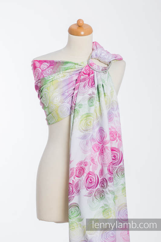 Ringsling, Jacquard Weave (100% cotton) - with gathered shoulder - ROSE BLOSSOM  - long 2.1m #babywearing