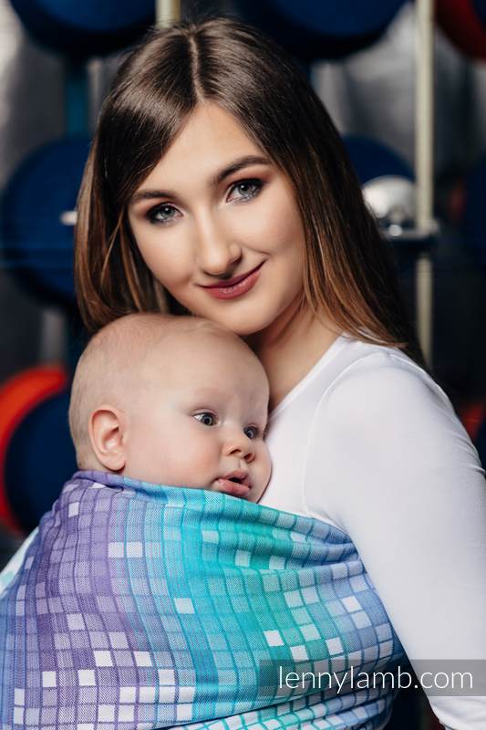Żakardowa chusta kółkowa do noszenia dzieci, bawełna - MOZAIKA - AURORA  - long 2.1m #babywearing