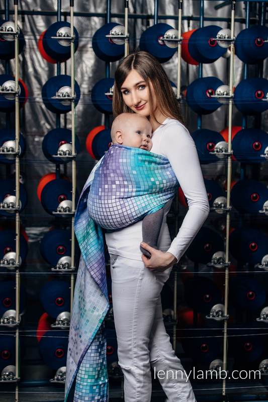 Żakardowa chusta kółkowa do noszenia dzieci, bawełna, ramię bez zakładek - MOZAIKA - AURORA  - long 2.1m #babywearing