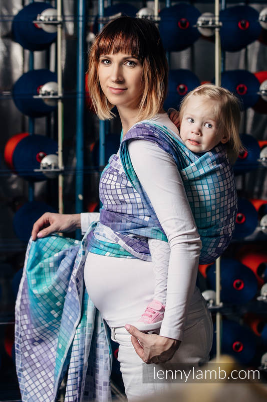 Żakardowa chusta do noszenia dzieci, bawełna - MOZAIKA - AURORA  - rozmiar L (drugi gatunek) #babywearing