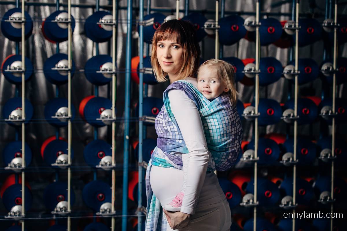 Żakardowa chusta do noszenia dzieci, bawełna - MOZAIKA - AURORA - rozmiar XL (drugi gatunek) #babywearing