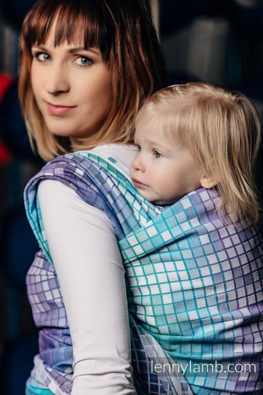 Żakardowa chusta do noszenia dzieci, bawełna - MOZAIKA - AURORA - rozmiar XL #babywearing