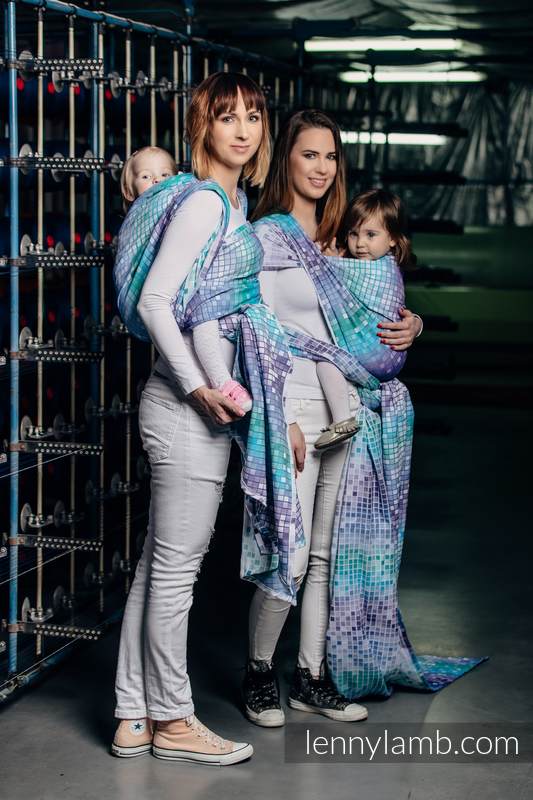 Żakardowa chusta do noszenia dzieci, bawełna - MOZAIKA - AURORA - rozmiar XS #babywearing