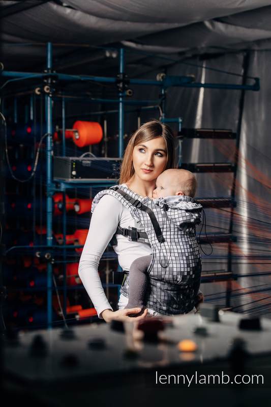Ergonomic Carrier, Baby Size, jacquard weave 100% cotton - MOSAIC - MONOCHROME - Second Generation #babywearing