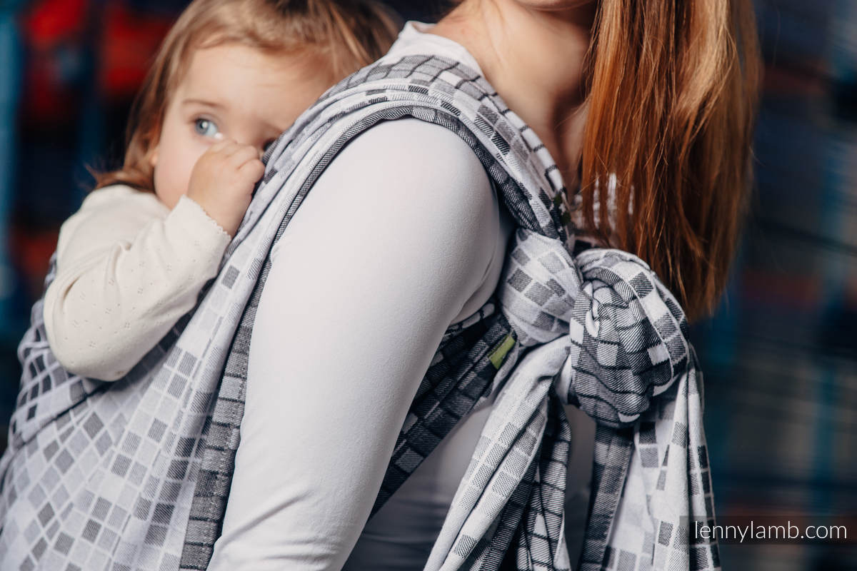 Żakardowa chusta do noszenia dzieci, bawełna - MOZAIKA - MONOCHROM - rozmiar S #babywearing