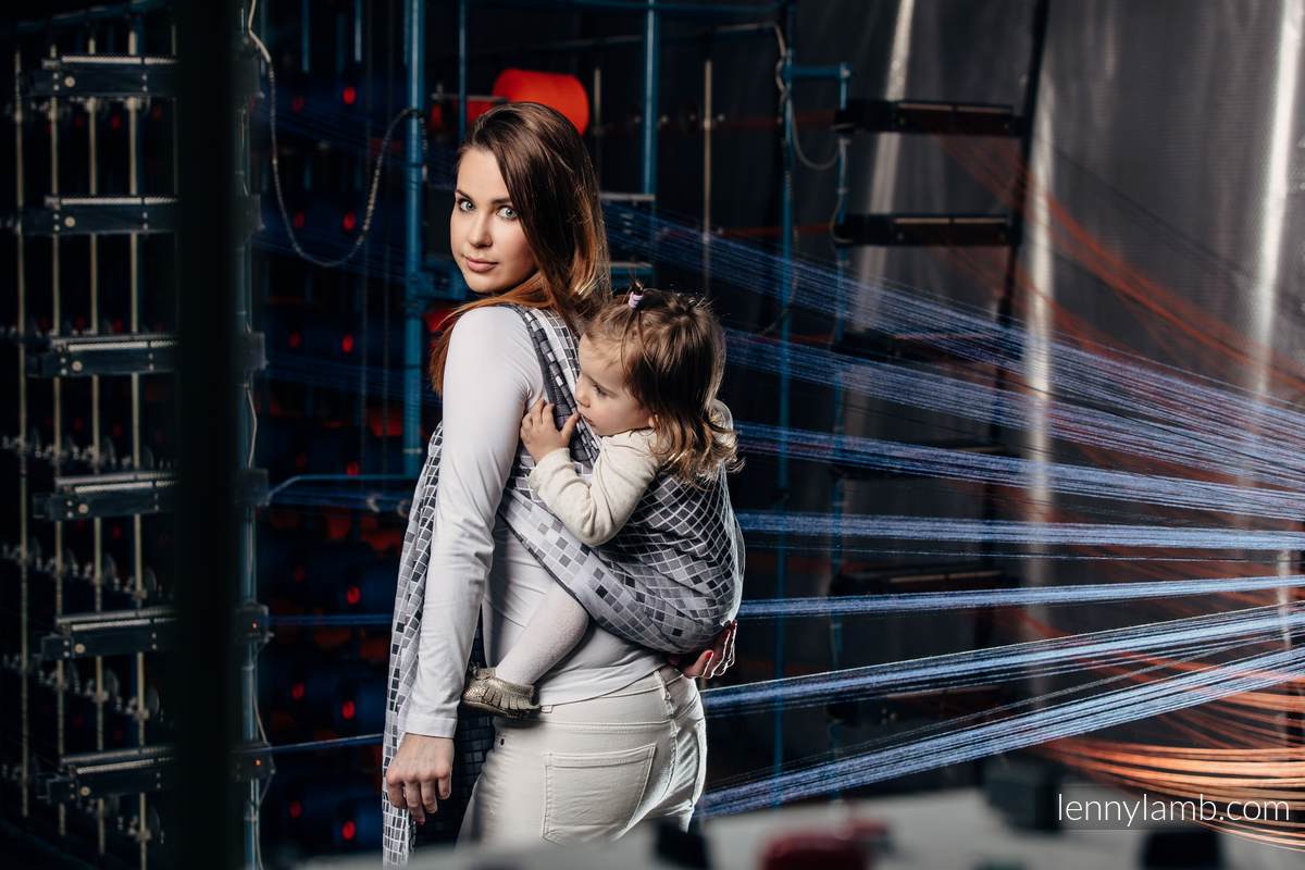 Żakardowa chusta do noszenia dzieci, bawełna - MOZAIKA - MONOCHROM - rozmiar S #babywearing