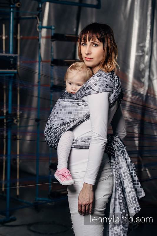 Baby Wrap, Jacquard Weave (100% cotton) - MOSAIC - MONOCHROME - size XS #babywearing