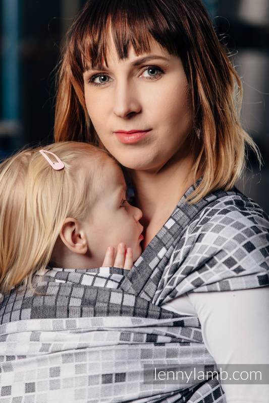 Żakardowa chusta do noszenia dzieci, bawełna - MOZAIKA - MONOCHROM  - rozmiar L #babywearing