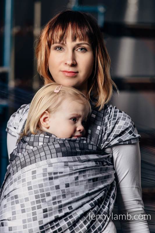 Żakardowa chusta do noszenia dzieci, bawełna - MOZAIKA - MONOCHROM - rozmiar M #babywearing