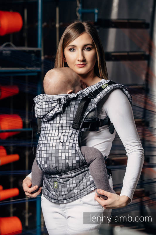 Ergonomic Carrier, Toddler Size, jacquard weave 100% cotton - MOSAIC - MONOCHROME - Second Generation #babywearing