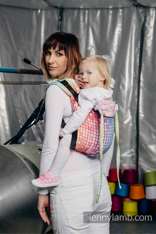 Lenny Buckle Onbuhimo baby carrier, standard size, jacquard weave (100% cotton) - MOSAIC - RAINBOW   #babywearing