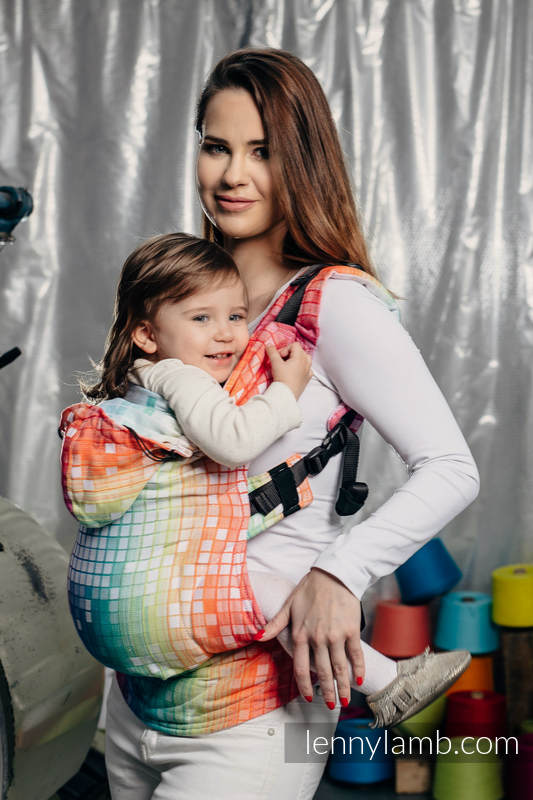 Nosidełko Ergonomiczne z tkaniny żakardowej 100% bawełna , Baby Size, MOZAIKA - TĘCZA - Druga Generacja #babywearing