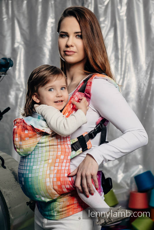 Porte-bébé ergonomique, taille toddler, jacquard 100 % coton, MOSAIC - RAINBOW - Deuxième génération #babywearing