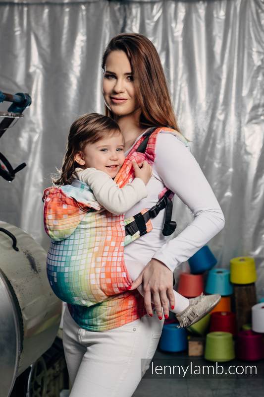 Nosidełko Ergonomiczne z tkaniny żakardowej 100% bawełna , Toddler Size, MOZAIKA - TĘCZA - Druga Generacja #babywearing