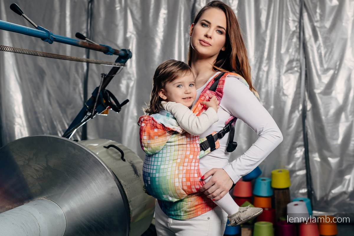 Ergonomische Tragehilfe, Größe Toddler, Jacquardwebung, 100% Baumwolle - MOSAIC - RAINBOW - Zweite Generation #babywearing