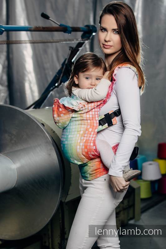 Porte-bébé ergonomique, taille toddler, jacquard 100 % coton, MOSAIC - RAINBOW - Deuxième génération #babywearing