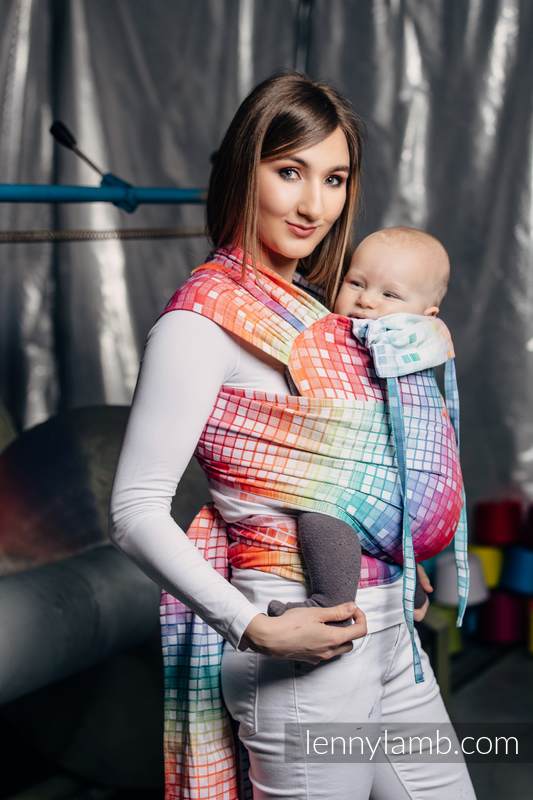 WRAP-TAI mini avec capuche, jacquard/ 100% coton / MOSAIC - RAINBOW  #babywearing