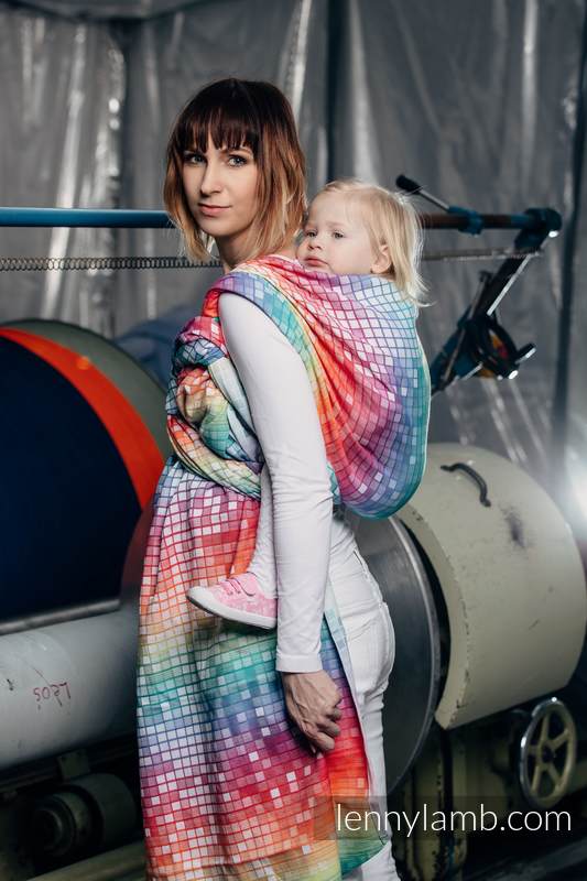 Żakardowa chusta do noszenia dzieci, bawełna - MOZAIKA - TĘCZA - rozmiar L #babywearing