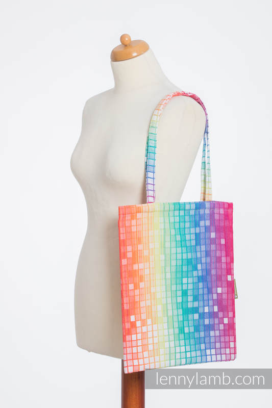 Einkaufstasche, hergestellt aus gewebtem Stoff (100% Baumwolle) - MOSAIC - RAINBOW  (grad B) #babywearing