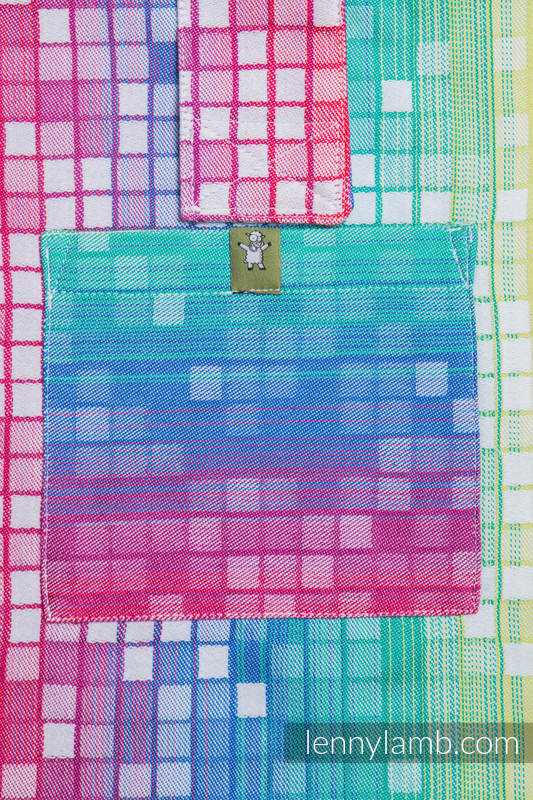 Bolso hecho de tejido de fular (100% algodón) - MOSAIC - RAINBOW - talla estándar 37 cm x 37 cm #babywearing