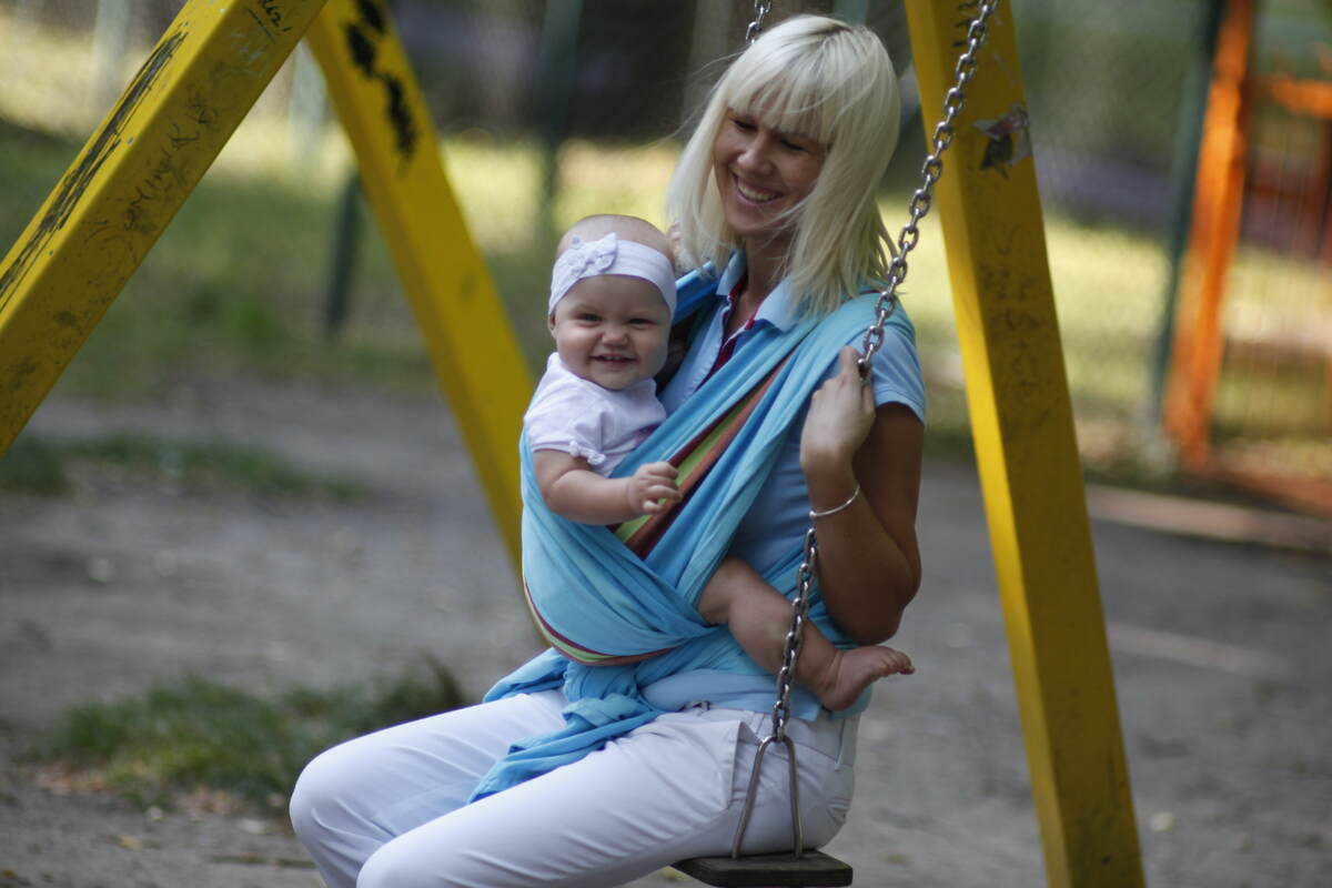 Chusta do noszenia dzieci, tkana splotem skośno-krzyżowym, bawełna z bambusem - Korfu - rozmiar M #babywearing