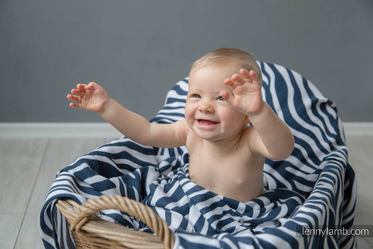Mullwindel - ZEBRA DUNKELBLAU & WEISS (grad B) #babywearing