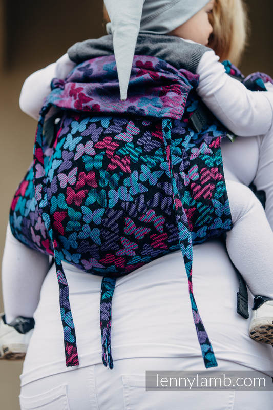 Lenny Buckle Onbuhimo baby carrier, standard size, jacquard weave (100% cotton) - BUTTERFLY WINGS at NIGHT  #babywearing