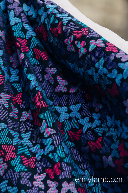 Baby Wrap, Jacquard Weave (100% cotton) - BUTTERFLY WINGS at NIGHT - size L (grade B) #babywearing
