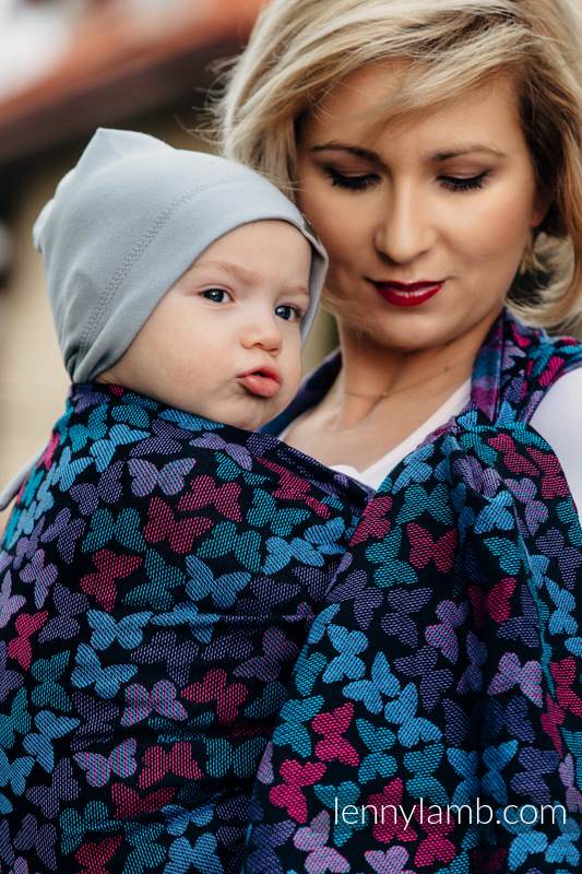 Baby Wrap, Jacquard Weave (100% cotton) - BUTTERFLY WINGS at NIGHT - size M #babywearing