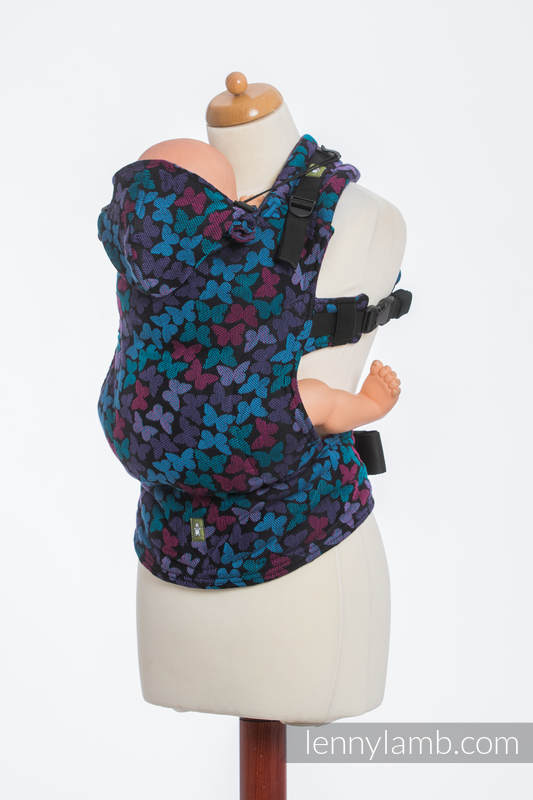 Ergonomic Carrier, Baby Size, jacquard weave 100% cotton - BUTTERFLY WINGS at NIGHT - Second Generation #babywearing