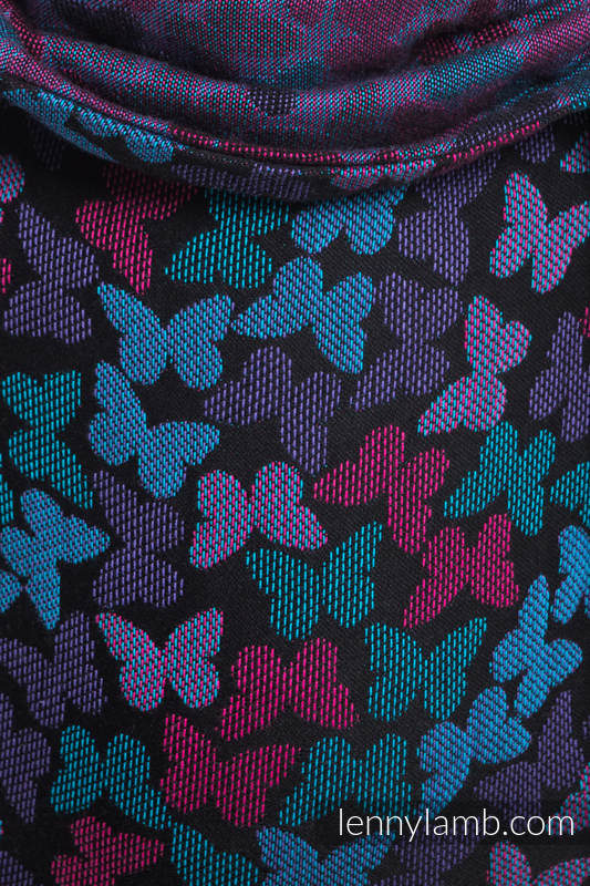 Onbuhimo de Lenny, taille standard, jacquard (100% coton) - BUTTERFLY WINGS BLEU  #babywearing