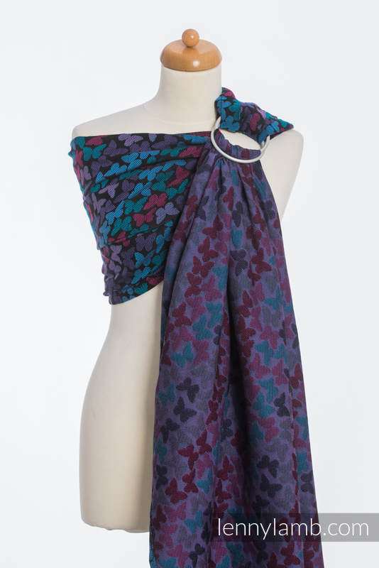 Ringsling, Jacquard Weave (100% cotton) - BUTTERFLY WINGS at NIGHT  - long 2.1m #babywearing