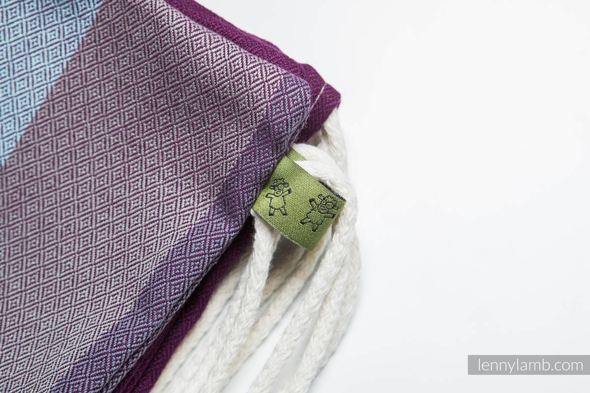 Mochila portaobjetos hecha de tejido de fular (100% algodón) - NORWEGIAN DIAMOND - talla estándar 32cmx43cm #babywearing