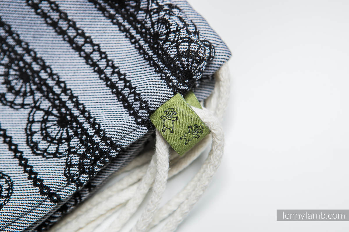 Mochila portaobjetos hecha de tejido de fular (100% algodón) - GLAMOROUS LACE REVERSE - talla estándar 32cmx43cm (grado B) #babywearing