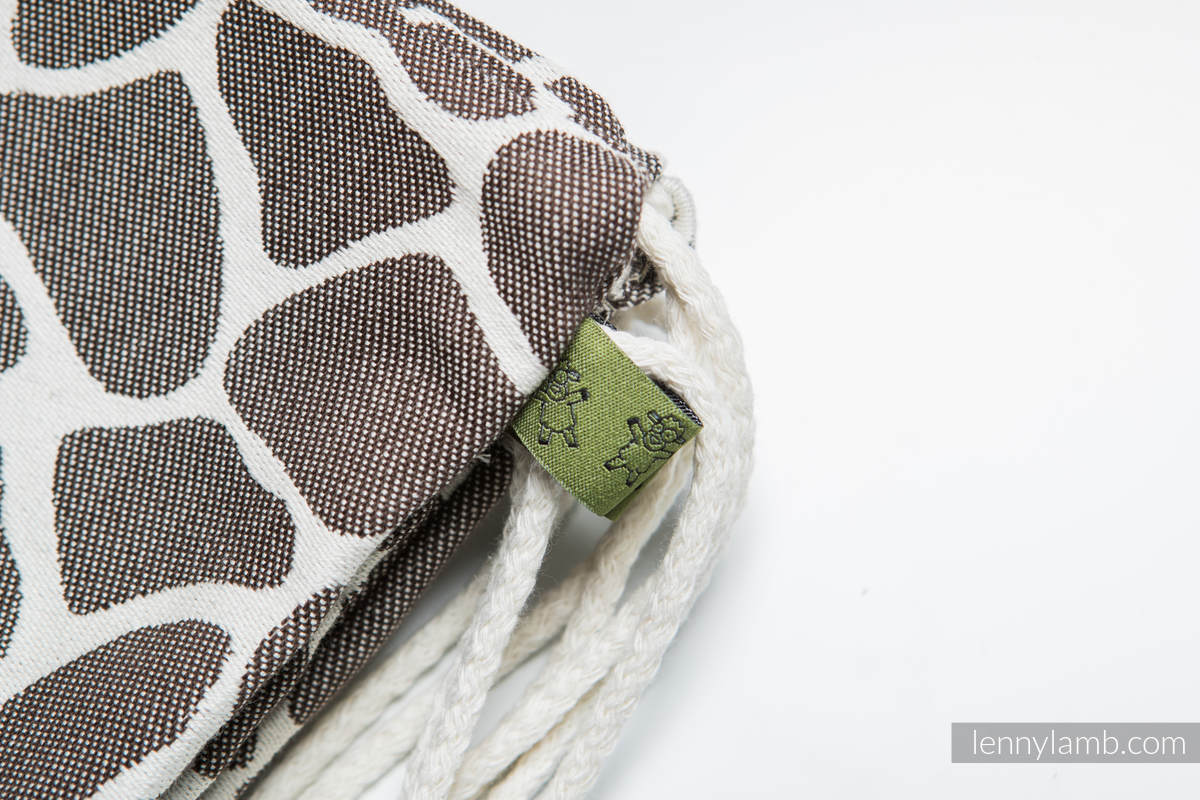 Mochila portaobjetos hecha de tejido de fular (100% algodón) - GIRAFFE MARRÓN OSCURO & CREMA - talla estándar 32cmx43cm (grado B) #babywearing