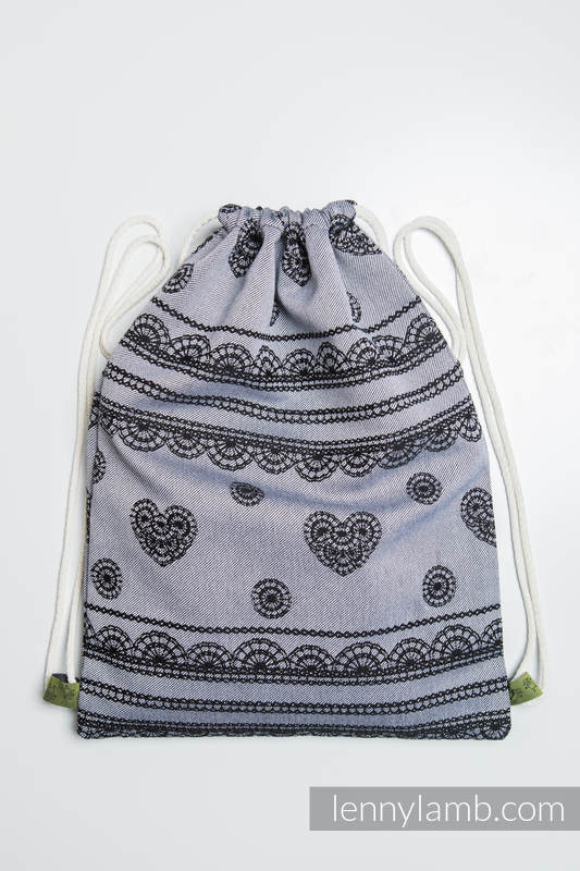 Mochila portaobjetos hecha de tejido de fular (100% algodón) - GLAMOROUS LACE REVERSE - talla estándar 32cmx43cm #babywearing