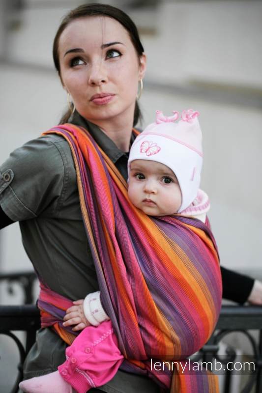 Chusta do noszenia dzieci, tkana splotem skośno-krzyżowym, bawełna z bambusem - Tropikana - rozmiar M #babywearing