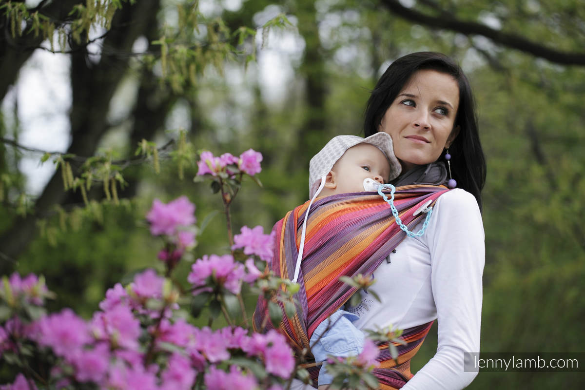 Baby Sling, Broken Twill Weave, 100% cotton - SUNSET RAINBOW COTTON - size M #babywearing