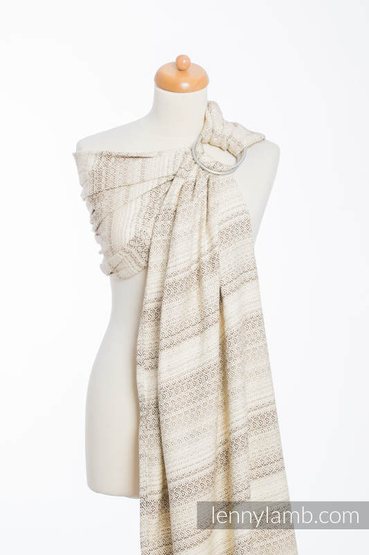 Ringsling, Jacquard Weave (100% cotton), with gathered shoulder - LITTLE LOVE - TIRAMISU  - long 2.1m #babywearing