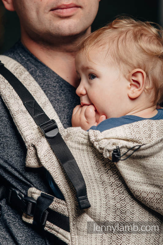 Ergonomic Carrier, Toddler Size, jacquard weave 100% cotton - LITTLE LOVE - TIRAMISU , Second Generation #babywearing