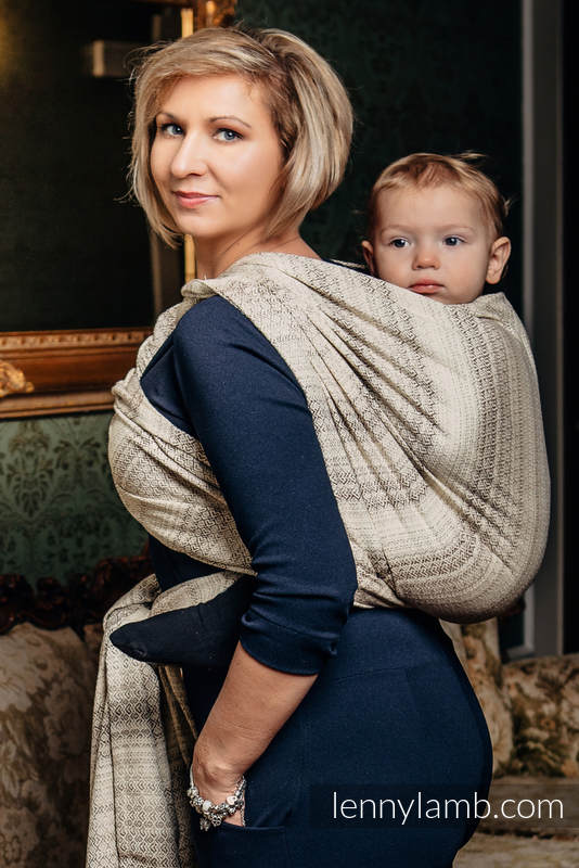 Baby Wrap, Jacquard Weave (100% cotton) - LITTLE LOVE - TIRAMISU - size M (grade B) #babywearing