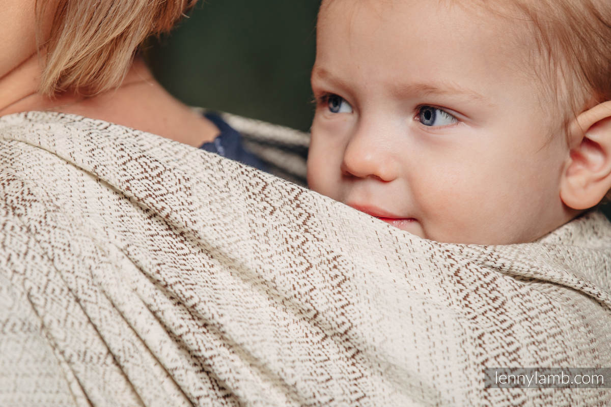 Żakardowa chusta do noszenia dzieci, 100% bawełna - LITTLE LOVE - TIRAMISU - rozmiar S #babywearing