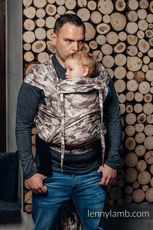 WRAP-TAI portabebé Mini con capucha/ jacquard sarga/100% algodón/ BEIGE CAMO  #babywearing