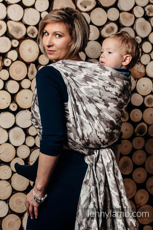 Żakardowa chusta do noszenia dzieci, bawełna - BEŻOWE MORO - rozmiar XL #babywearing
