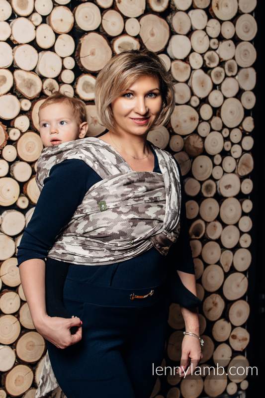 Żakardowa chusta do noszenia dzieci, bawełna - BEŻOWE MORO - rozmiar XL #babywearing