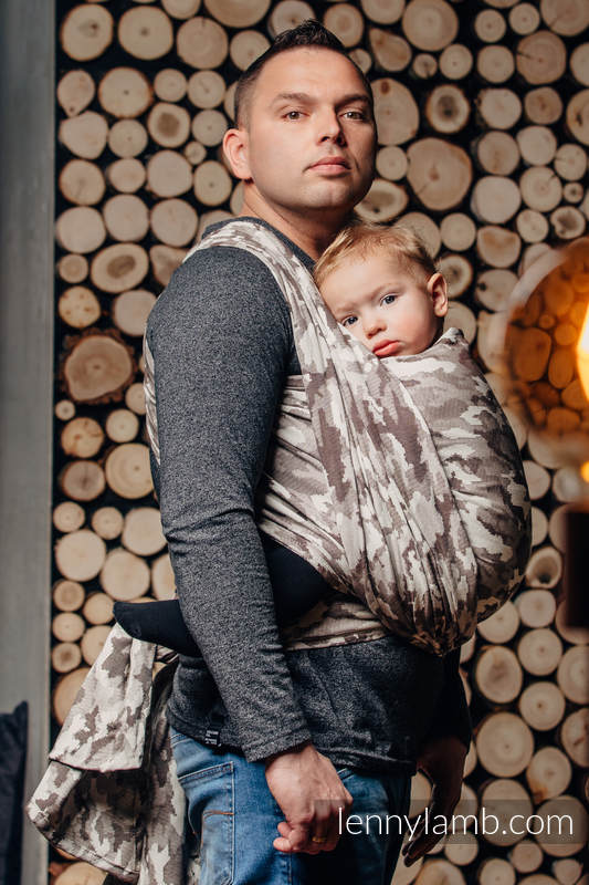 Żakardowa chusta do noszenia dzieci, bawełna - BEŻOWE MORO - rozmiar L #babywearing