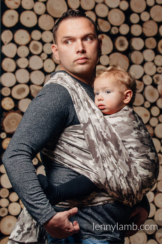Fular, tejido jacquard (100% algodón) - BEIGE CAMO - talla S #babywearing