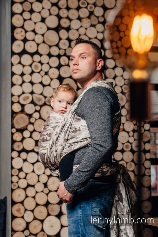 Żakardowa chusta do noszenia dzieci, bawełna - BEŻOWE MORO - rozmiar XS #babywearing