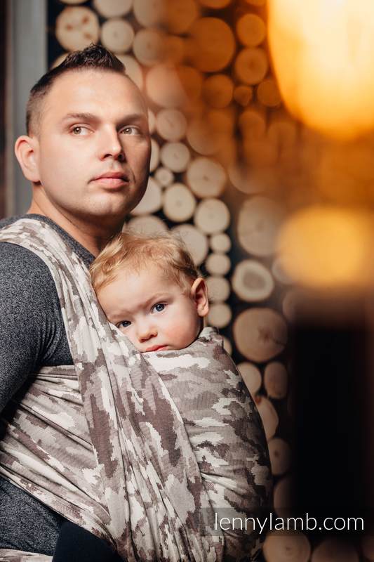 Żakardowa chusta do noszenia dzieci, bawełna - BEŻOWE MORO - rozmiar XS #babywearing